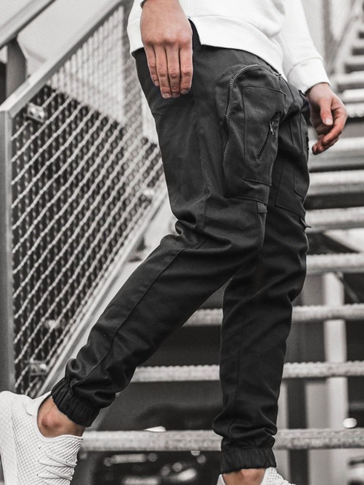Pocket Pencil Pants Vanliga Mäns Casual Pants