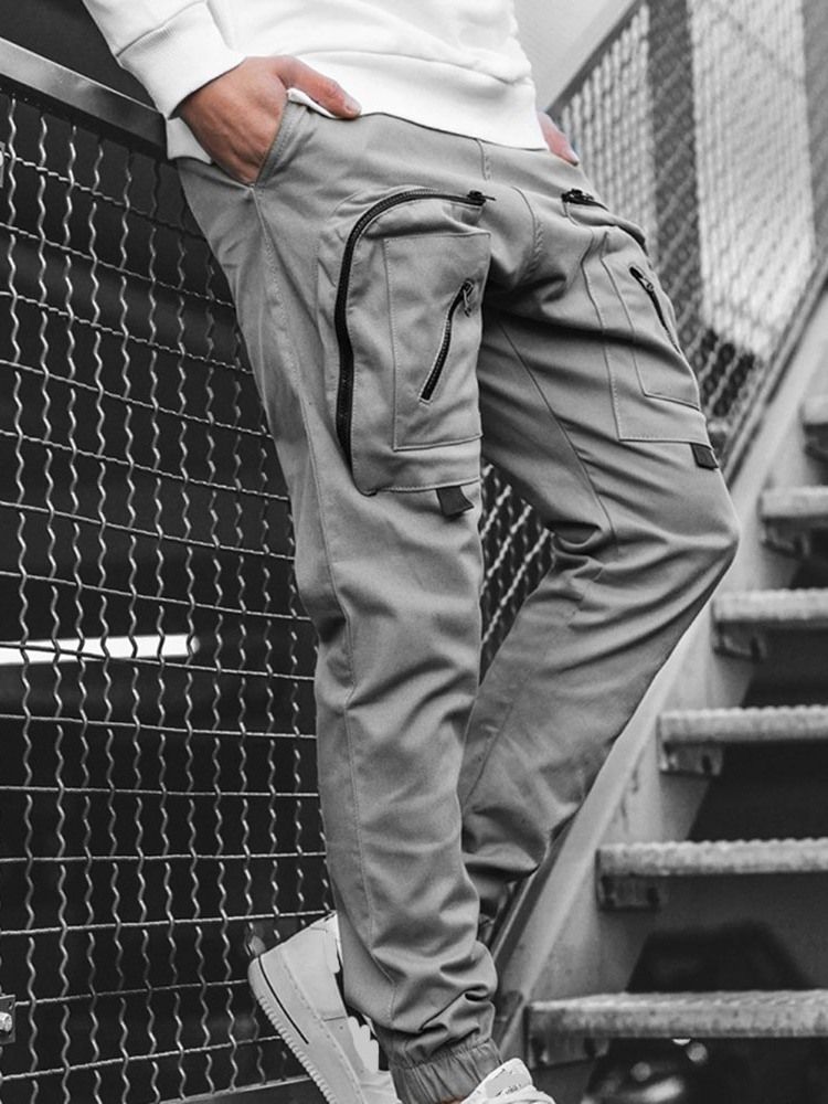 Pocket Pencil Pants Vanliga Mäns Casual Pants