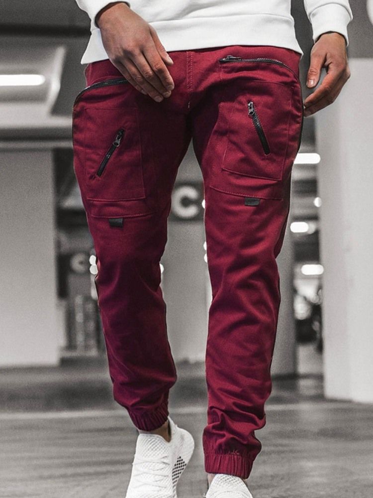 Pocket Pencil Pants Vanliga Mäns Casual Pants