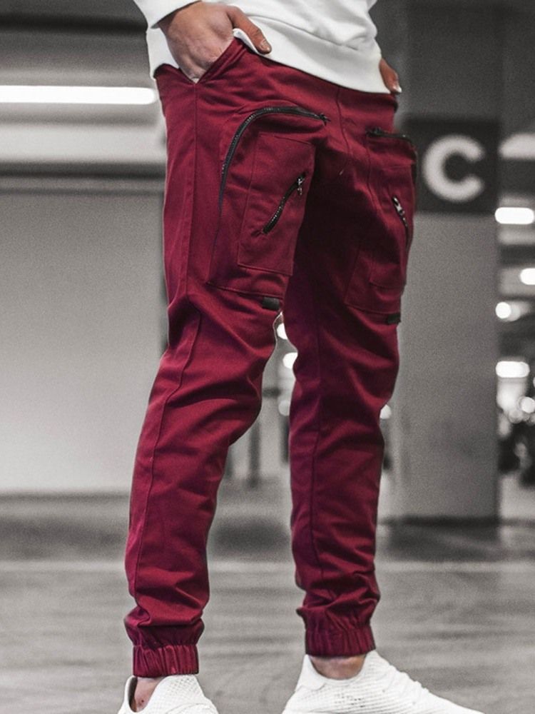 Pocket Pencil Pants Vanliga Mäns Casual Pants