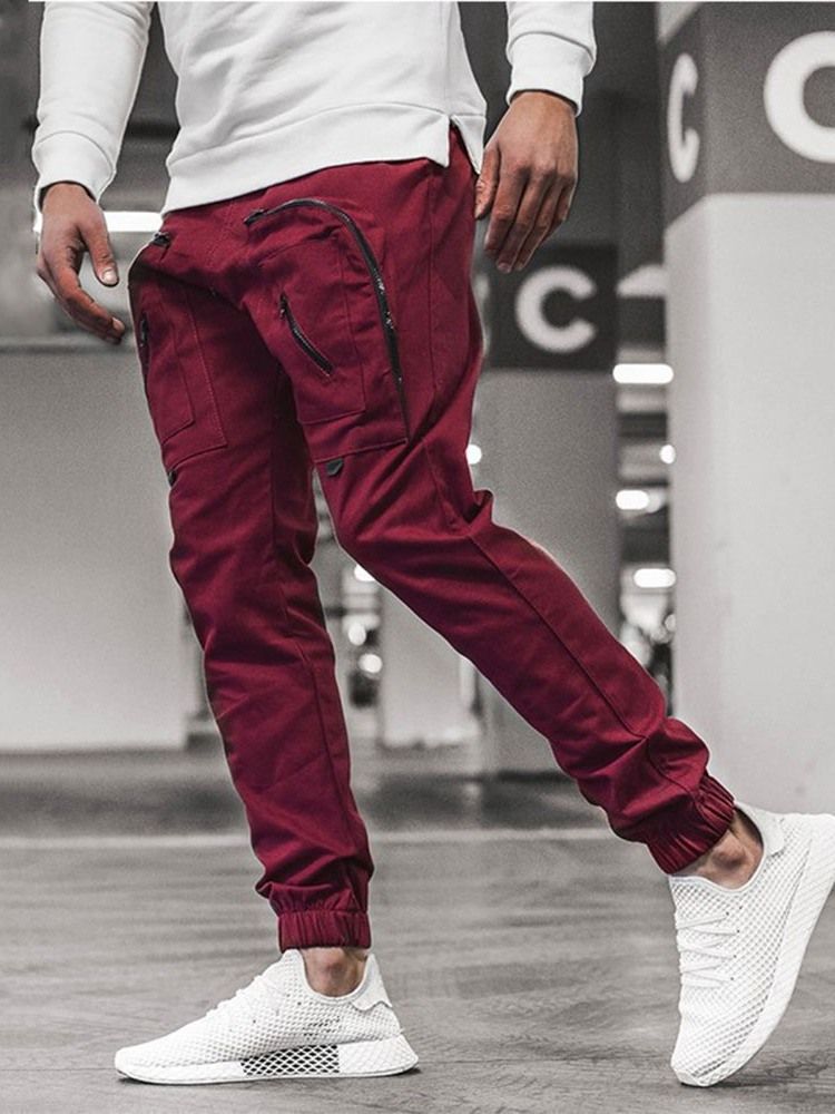 Pocket Pencil Pants Vanliga Mäns Casual Pants