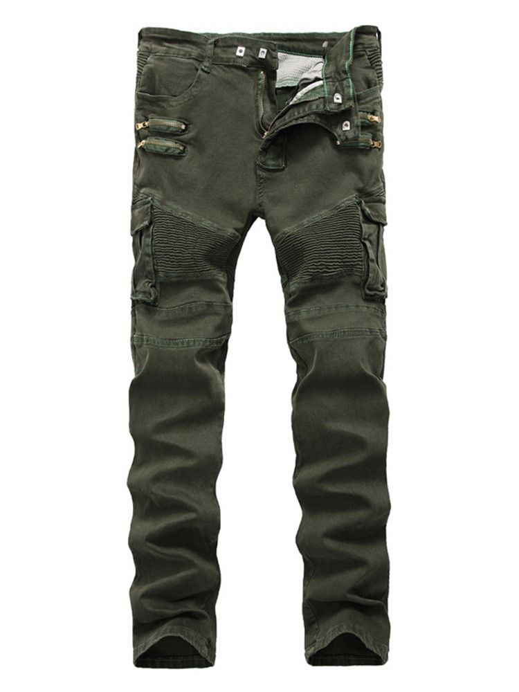 Pocket Plain Fashion Four Seasons Casual Byxor