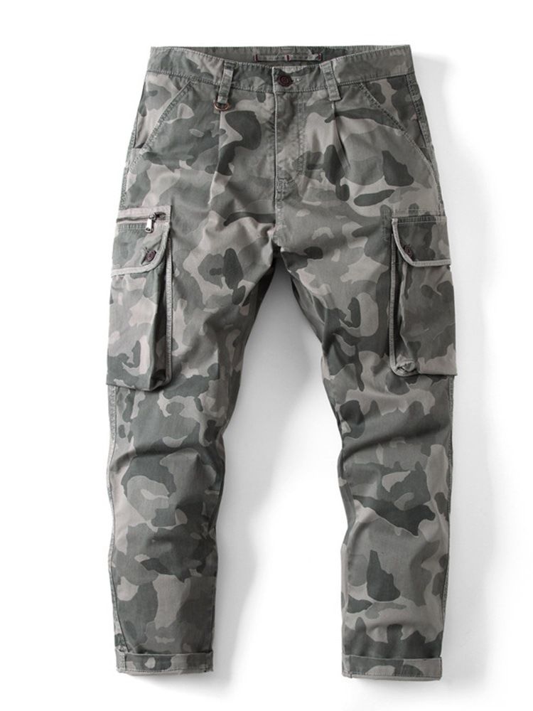 Print Camouflage Casual Zipper Casual Byxor