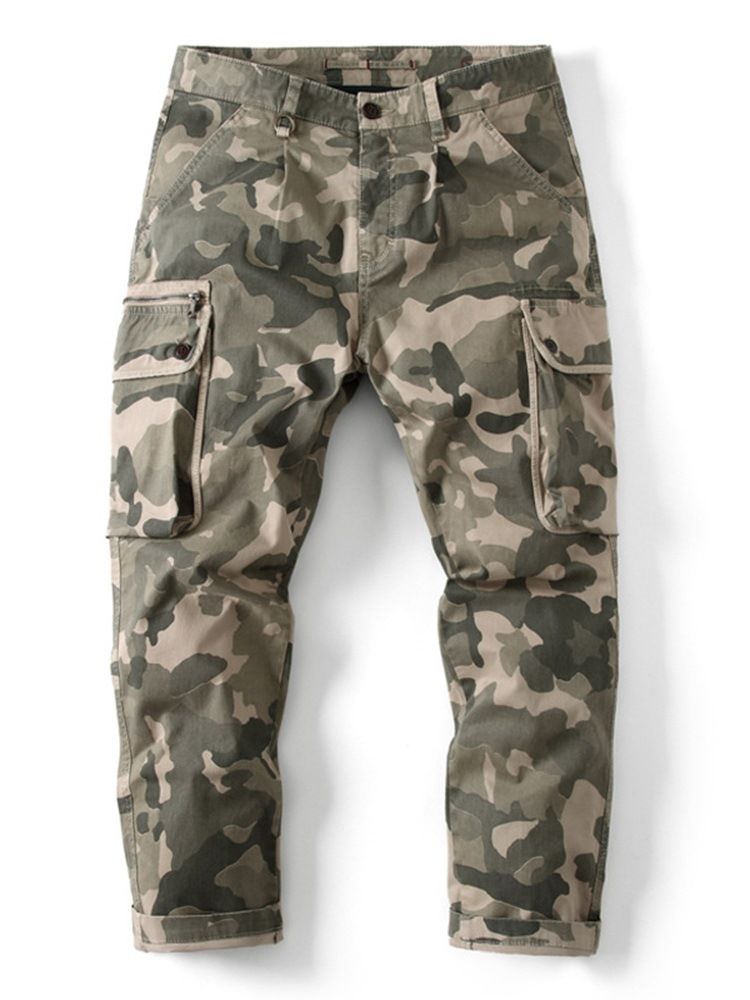 Print Camouflage Casual Zipper Casual Byxor