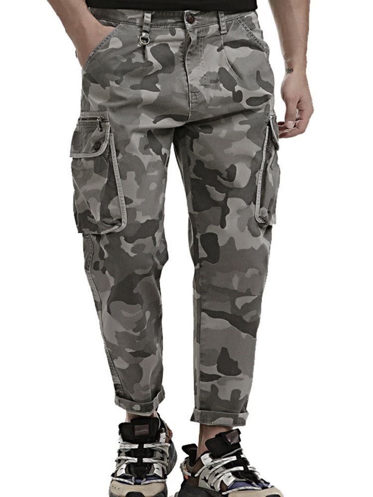 Print Camouflage Casual Zipper Casual Byxor