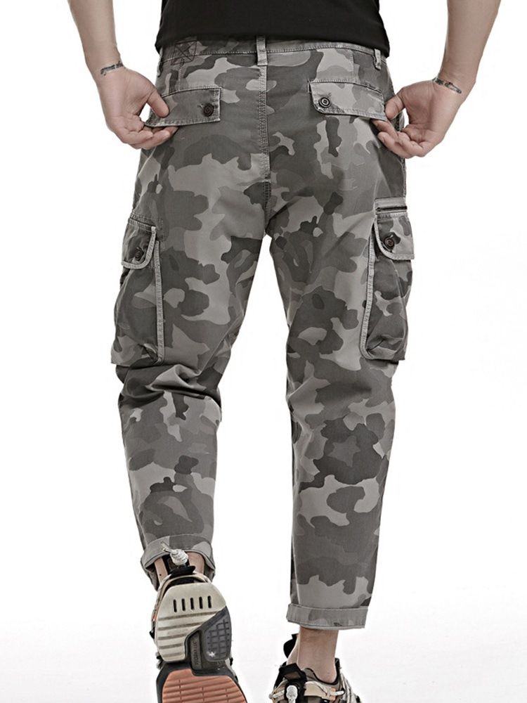 Print Camouflage Casual Zipper Casual Byxor