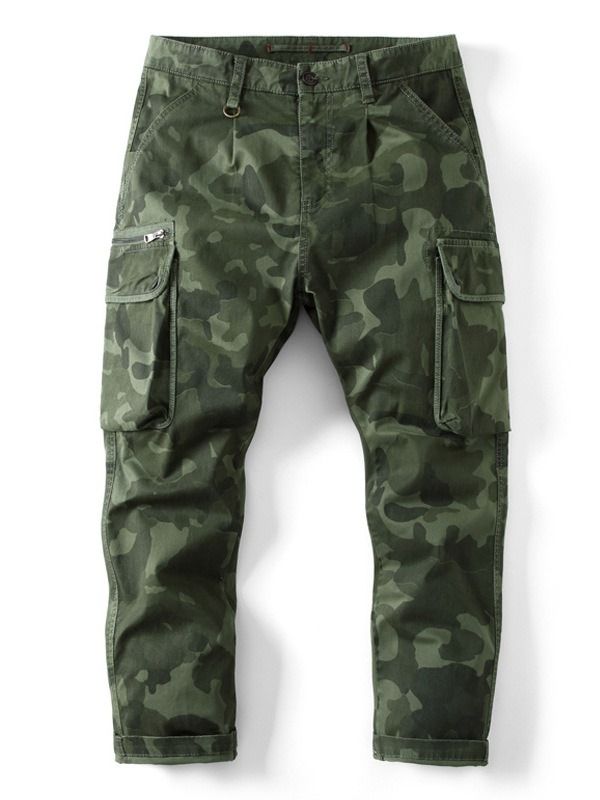 Print Camouflage Casual Zipper Casual Byxor