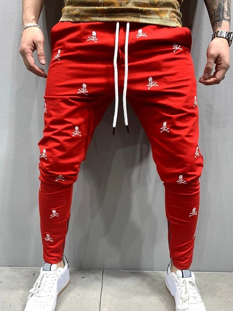 Print Skull Lace-Up Herr Casual Byxor