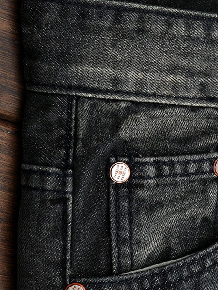 Raka Denim Hål Medalj Patch Unika Herrbyxor