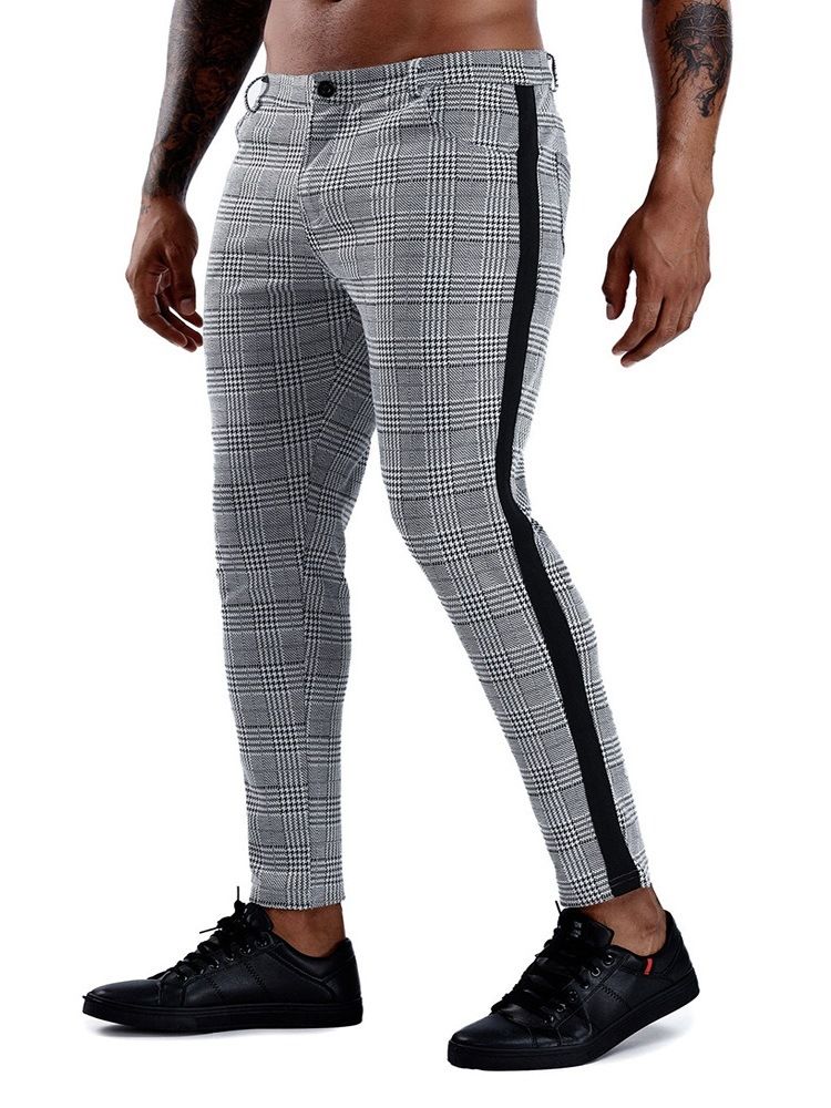 Rutig Patchwork Pencil Pants Europeiska Fyra Säsonger Casual Pants