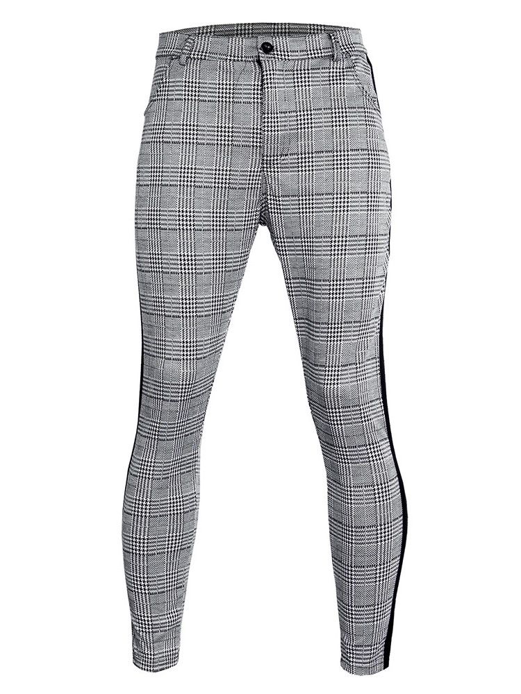 Rutig Patchwork Pencil Pants Europeiska Fyra Säsonger Casual Pants