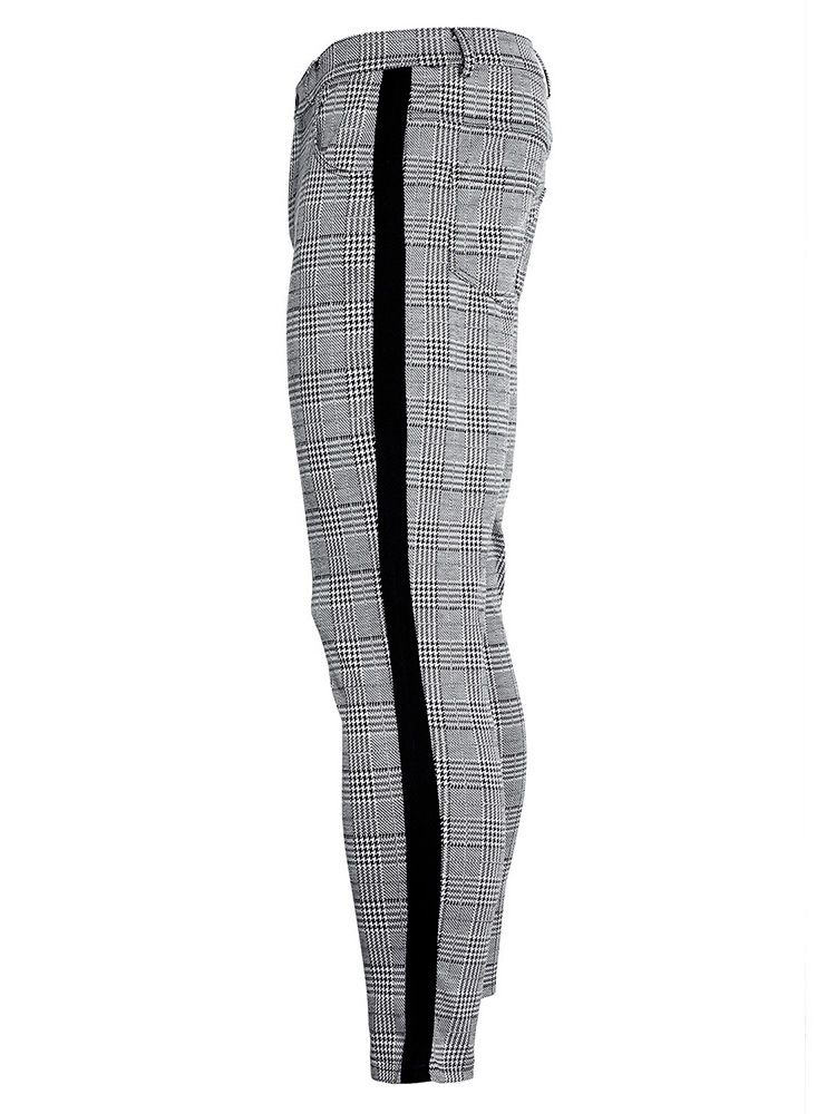 Rutig Patchwork Pencil Pants Europeiska Fyra Säsonger Casual Pants