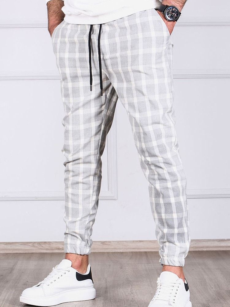 Rutig Pencil Pants Pocket Herr Casual Byxor