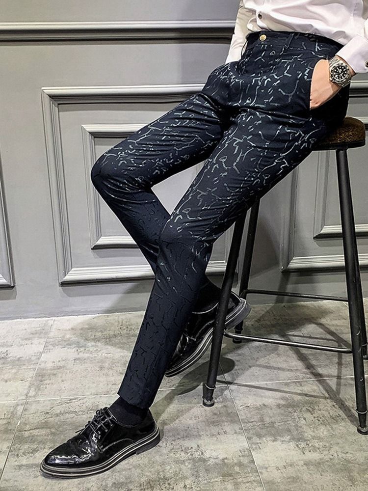 Rutigt Tryck Casual Pencil Byxor För Män