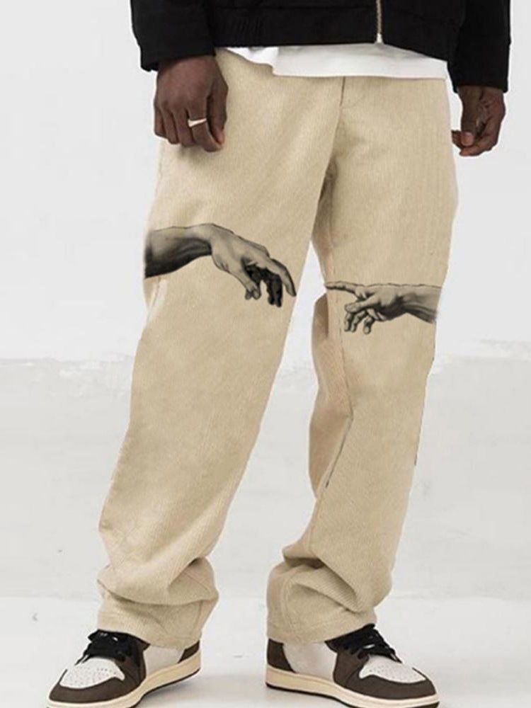 Skriv Ut Rak Mellan Midja Europeiska Casual Pants