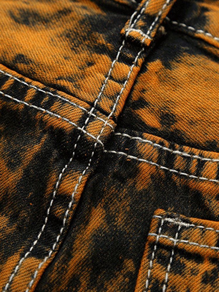 Unika Denim Hål Ficklappade Casual Herrbyxor