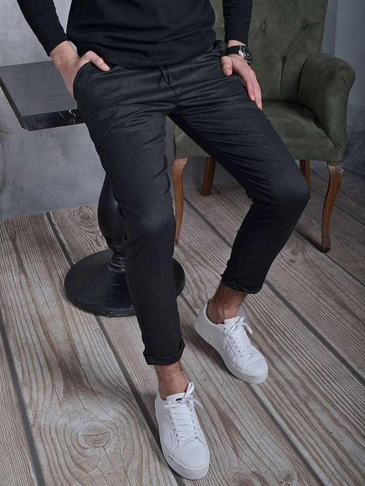 Vanliga Pencil Byxor Casual Mid Waist Byxor