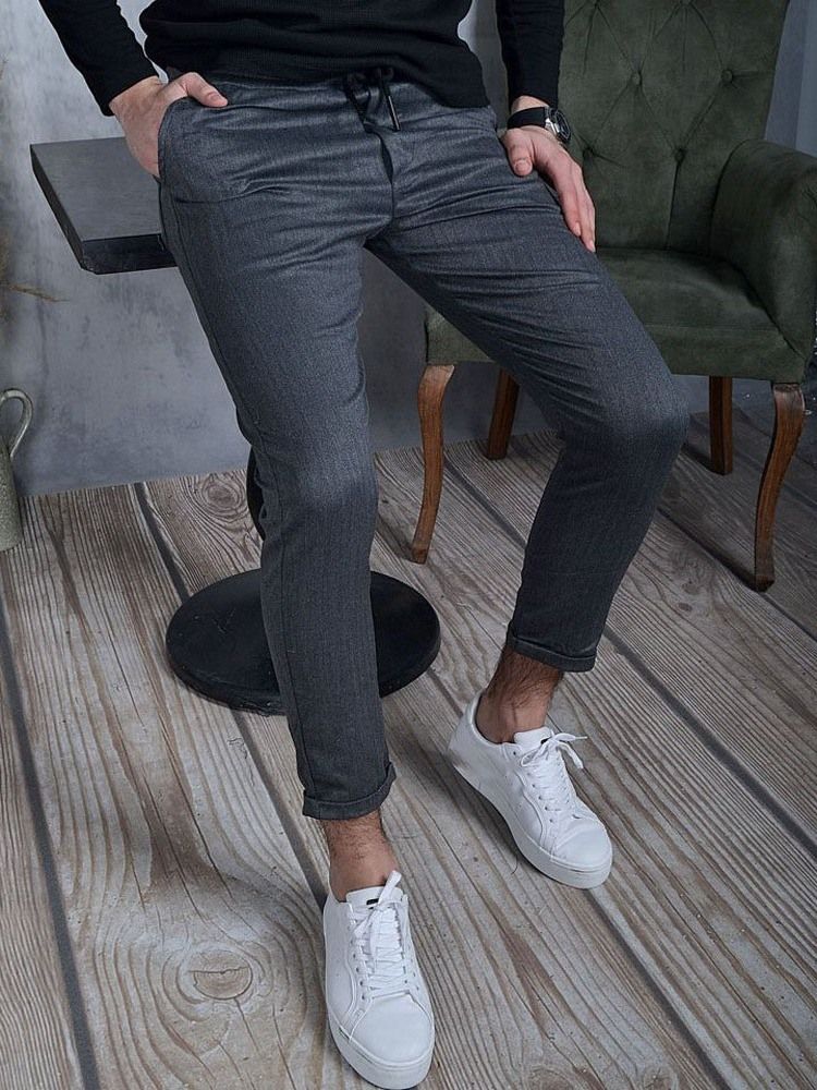 Vanliga Pencil Byxor Casual Mid Waist Byxor