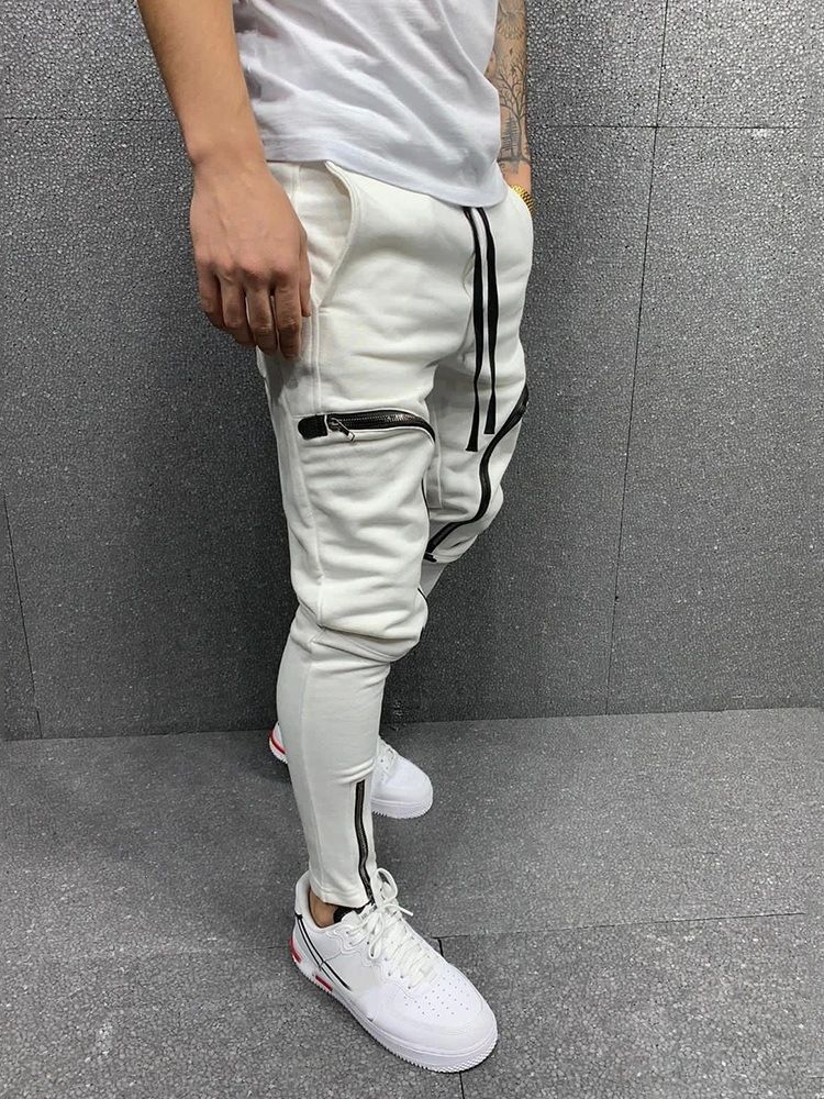 Vanliga Pencil Byxor Dragkedja Four Seasons Casual Byxor Med Snörning