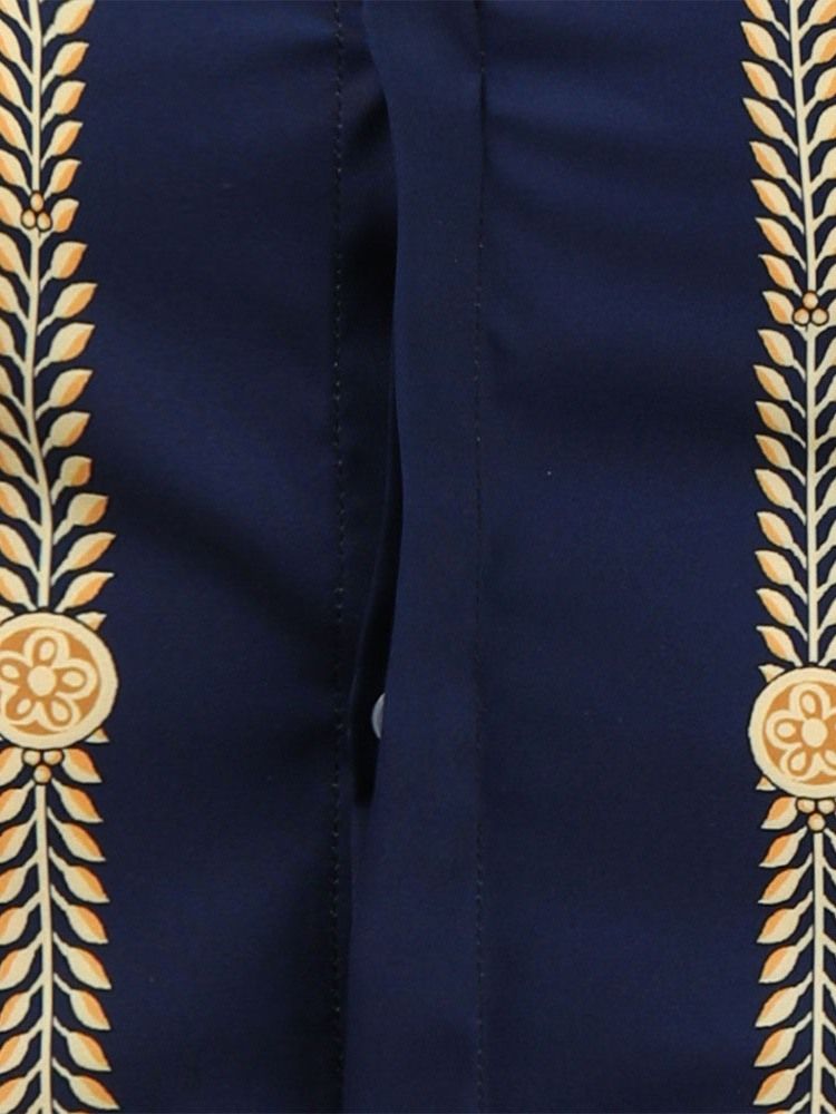 Afrikansk Dashiki Blommönster Lapel Enkelknäppt Höstskjorta
