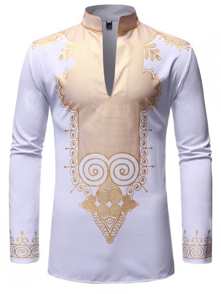Afrikansk Mode Dashiki Casual Print Herrskjorta