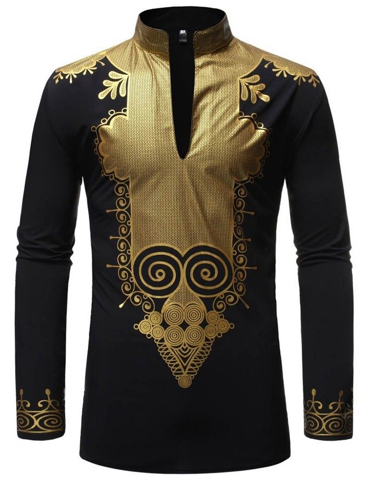 Afrikansk Mode Dashiki Casual Print Herrskjorta