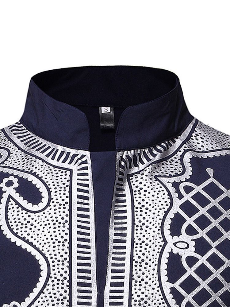 Afrikansk Mode Dashiki Casual Print Slim Herrskjorta