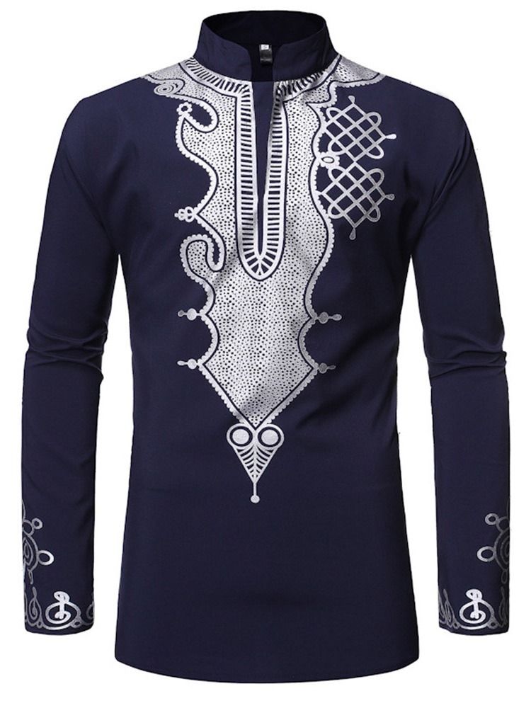 Afrikansk Mode Dashiki Casual Print Slim Herrskjorta