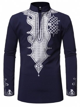 Afrikansk Mode Dashiki Casual Print Slim Herrskjorta