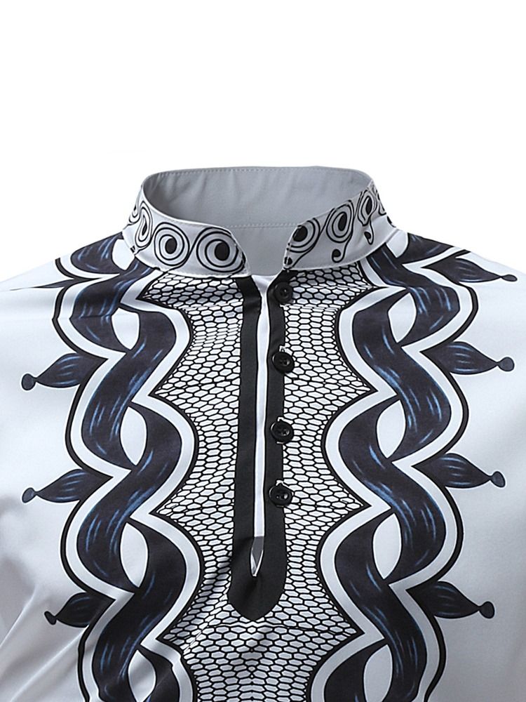 Afrikansk Mode Dashiki Stativkrage För Män Lös Skjorta