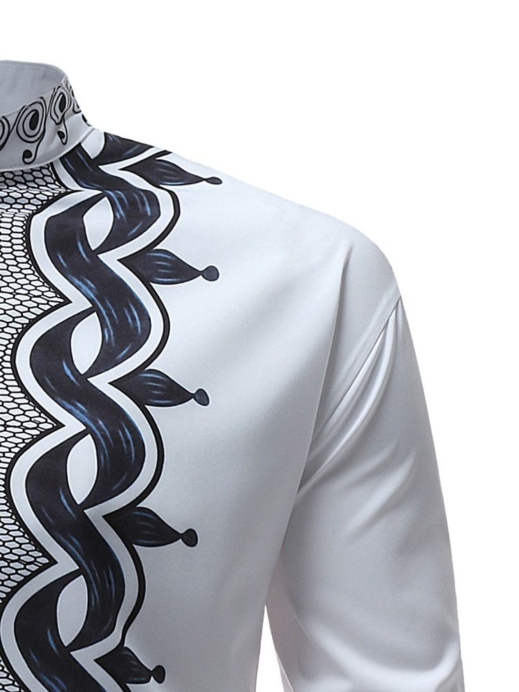 Afrikansk Mode Dashiki Stativkrage För Män Lös Skjorta