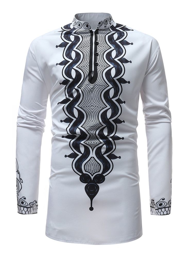 Afrikansk Mode Dashiki Stativkrage För Män Lös Skjorta