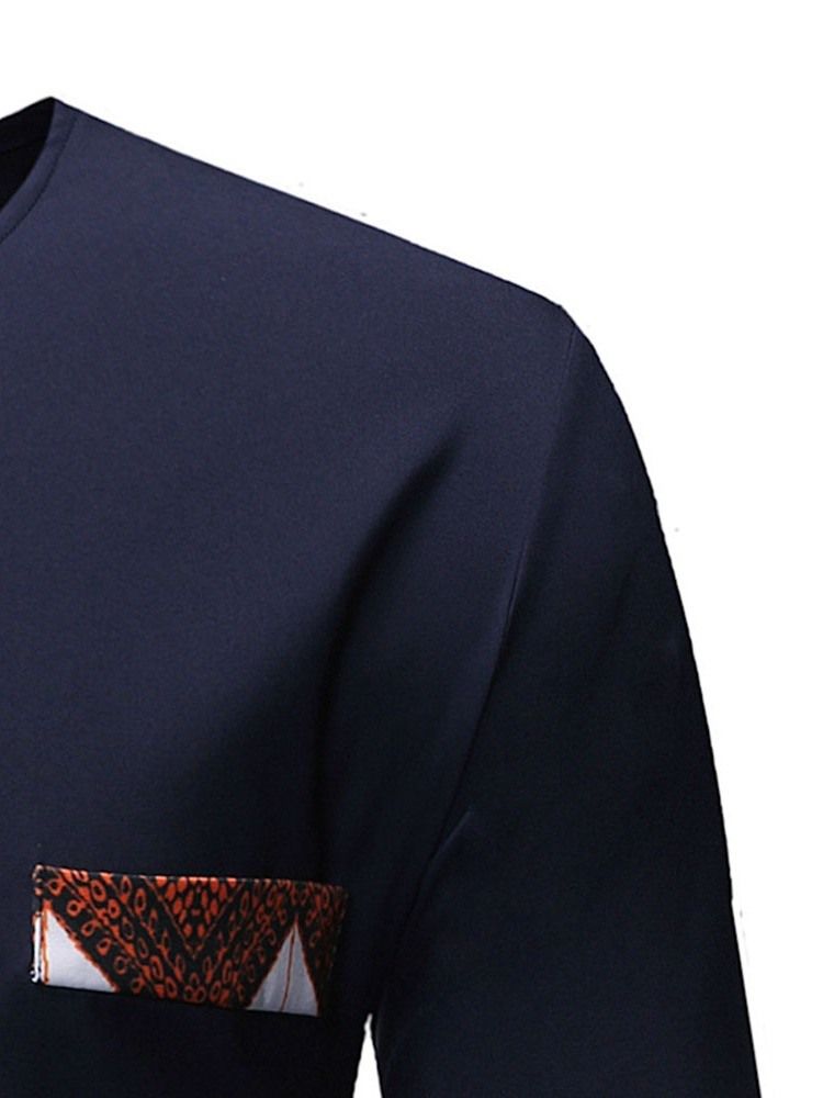 Afrikanskt Mode Dashiki Color Block Patchwork Casual T-Shirt För Män