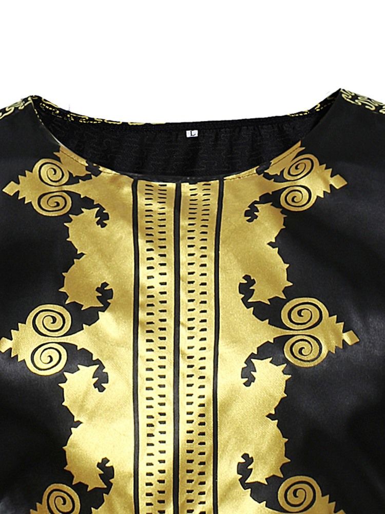 Afrikanskt Mode Dashiki Tryckta Smala Färgblock Herrskjortor