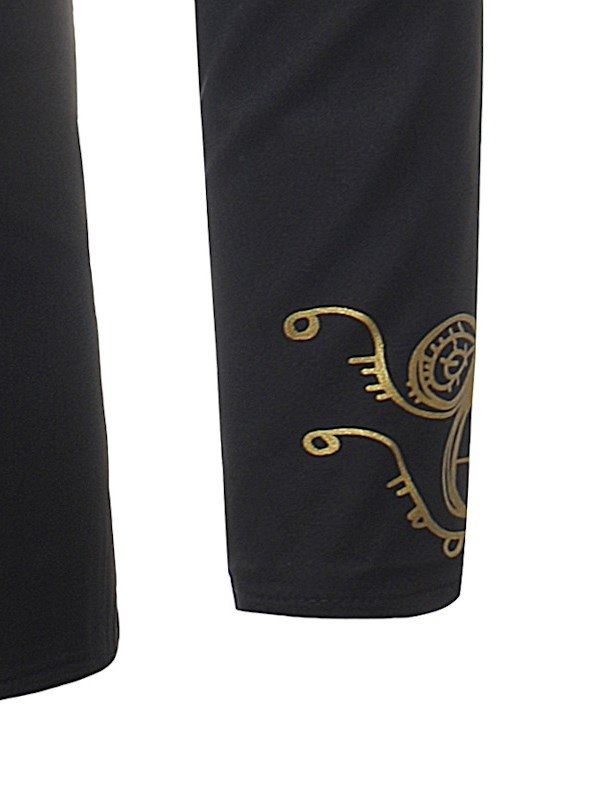 Afrikanskt Mode Gyllene Svart Dashiki Print Stand Collar Herrskjortor