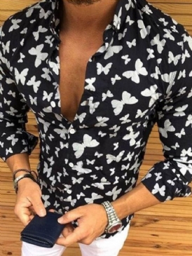 Animal Casual Lapel Sommar Slimmad Skjorta För Män