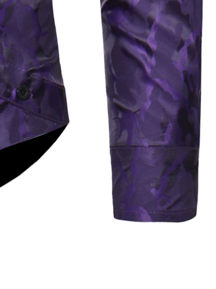 Asymmetrisk Designade Slim Fit-Skjortor För Herrtryck