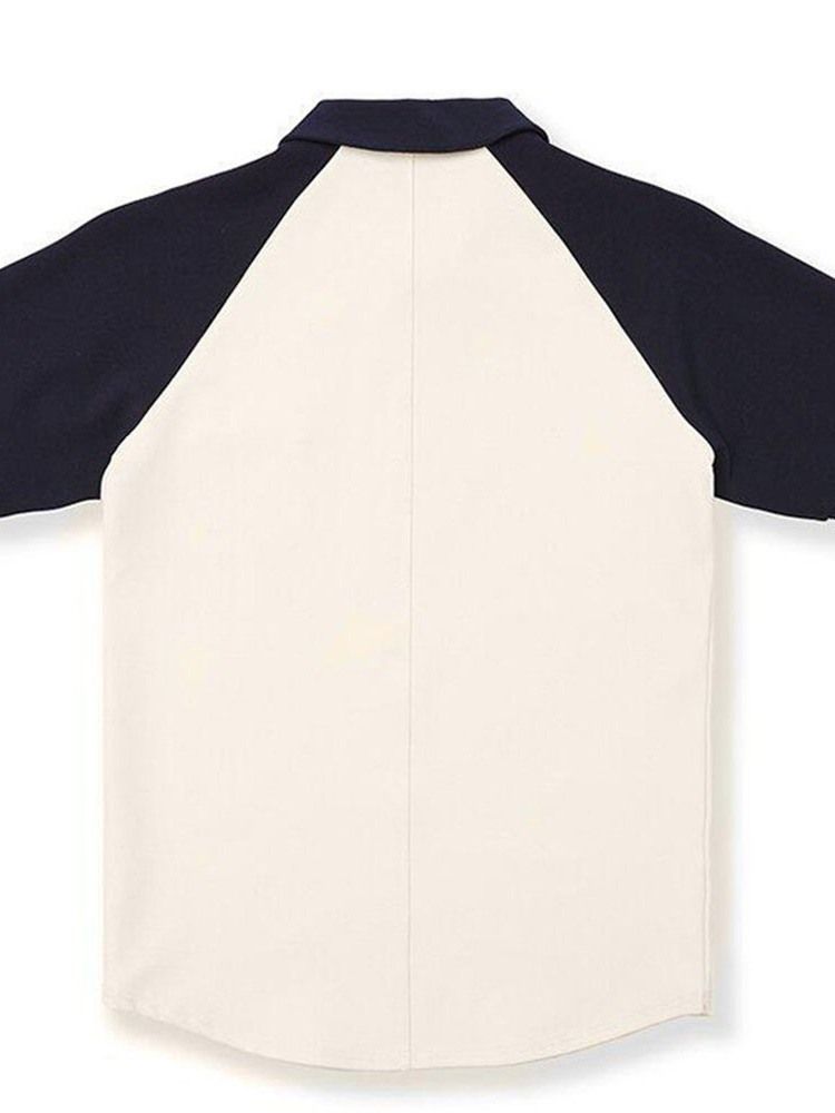 Blixtlås Color Block Casual Pikétröja För Män
