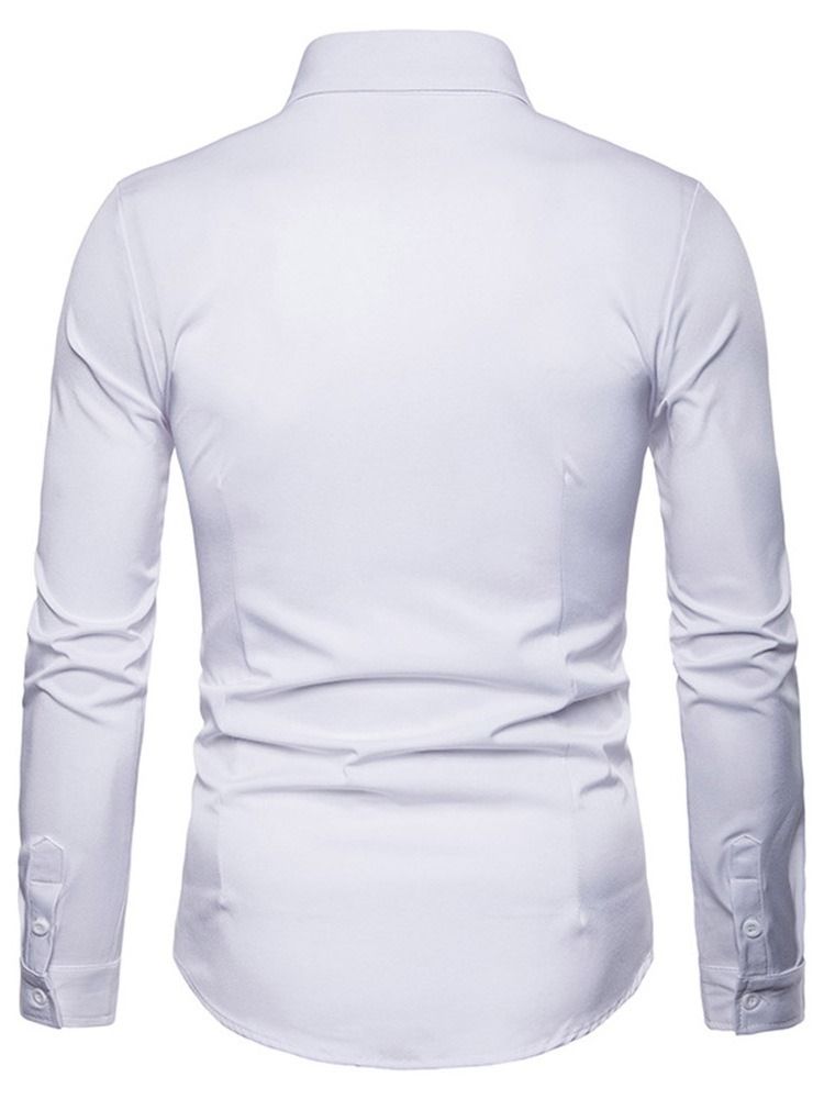 Blommig Broderi Casual Enkelknäppt Herrskjorta