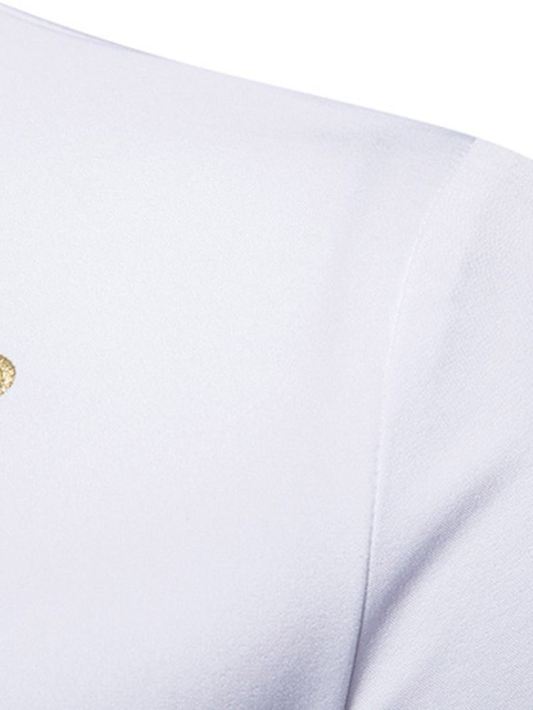 Blommig Broderi Casual Enkelknäppt Herrskjorta