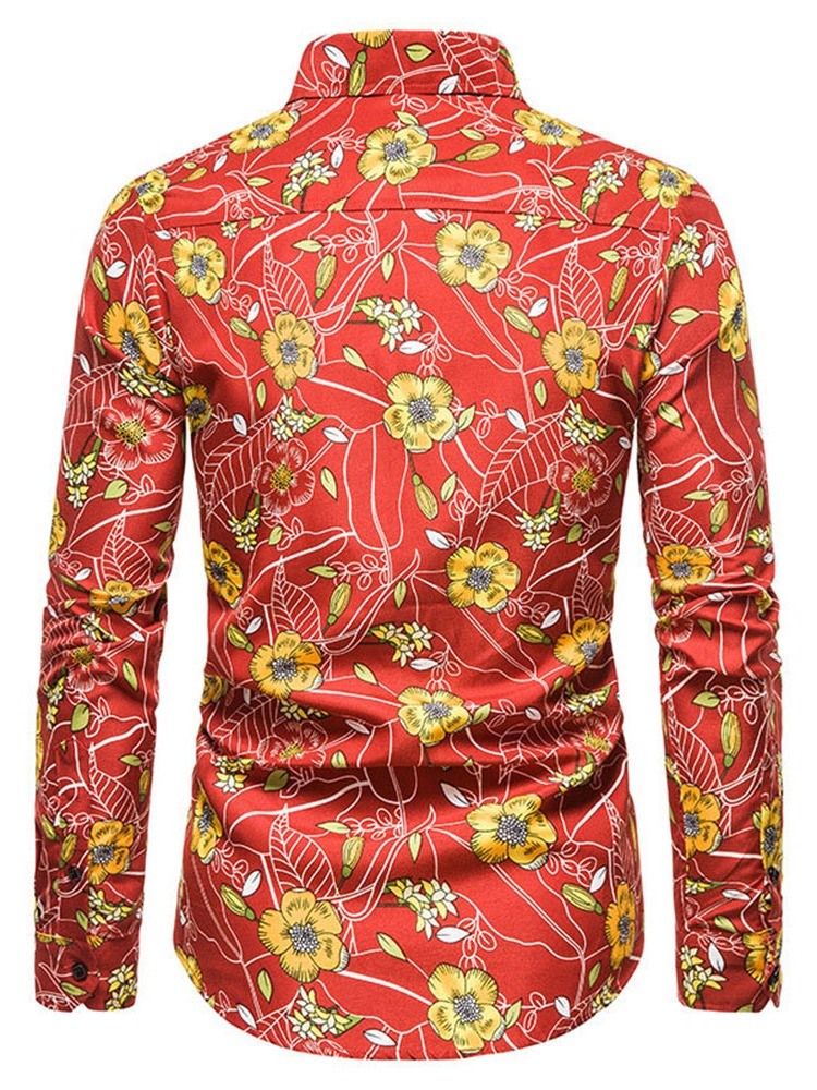 Blommig Casual Lapel Slim Fall Shirt
