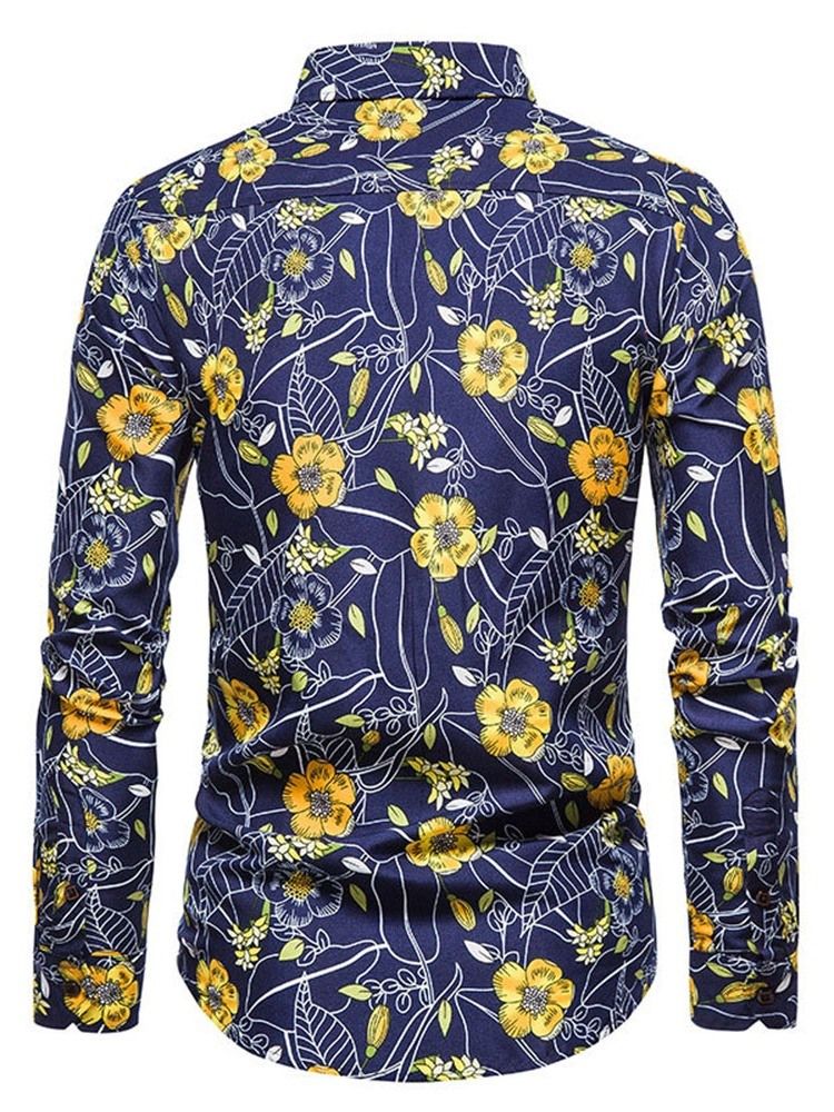 Blommig Casual Lapel Slim Fall Shirt