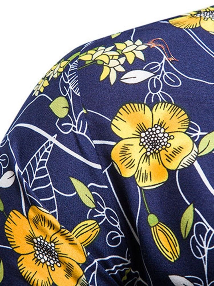 Blommig Casual Lapel Slim Fall Shirt