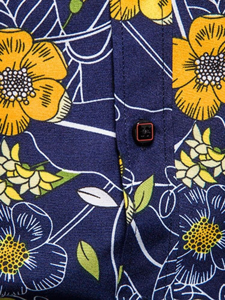 Blommig Casual Lapel Slim Fall Shirt