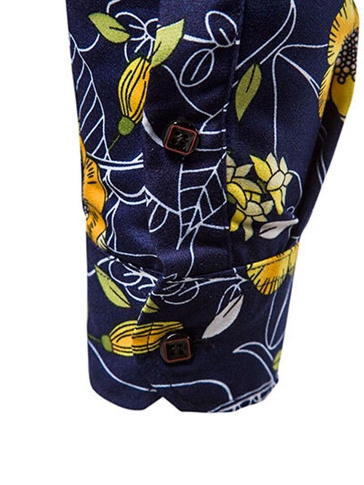 Blommig Casual Lapel Slim Fall Shirt