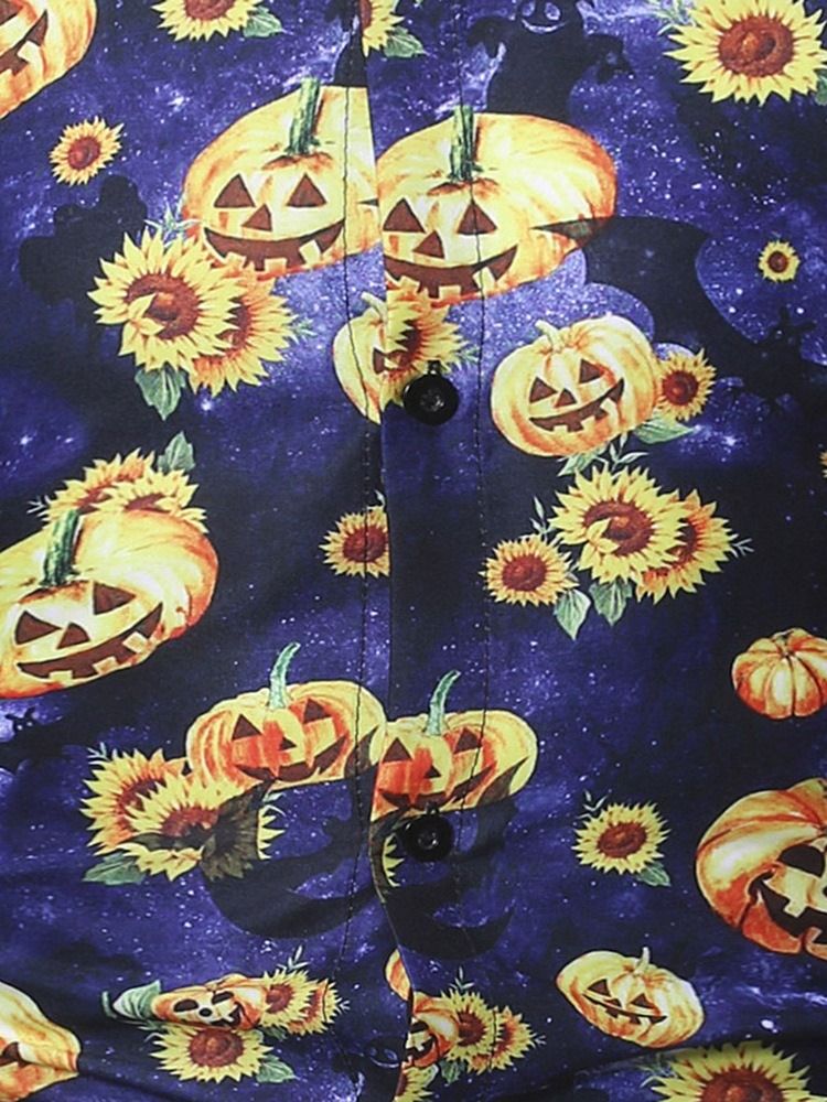 Blommig Casual Lapel Slimmad Skjorta För Män Halloween Kostym