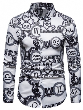 Blommig Casual Print Enkelknäppt Vårskjorta För Män