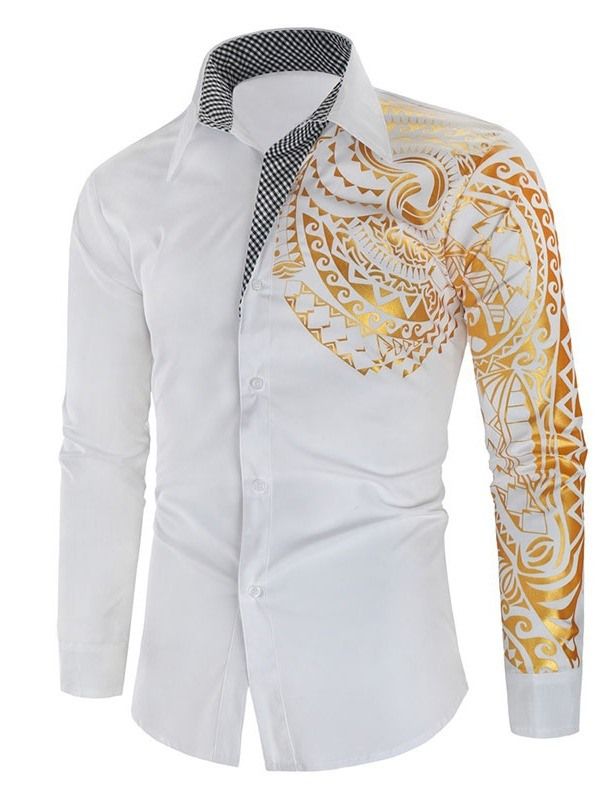 Blommig Casual Print Slim Skjorta För Män