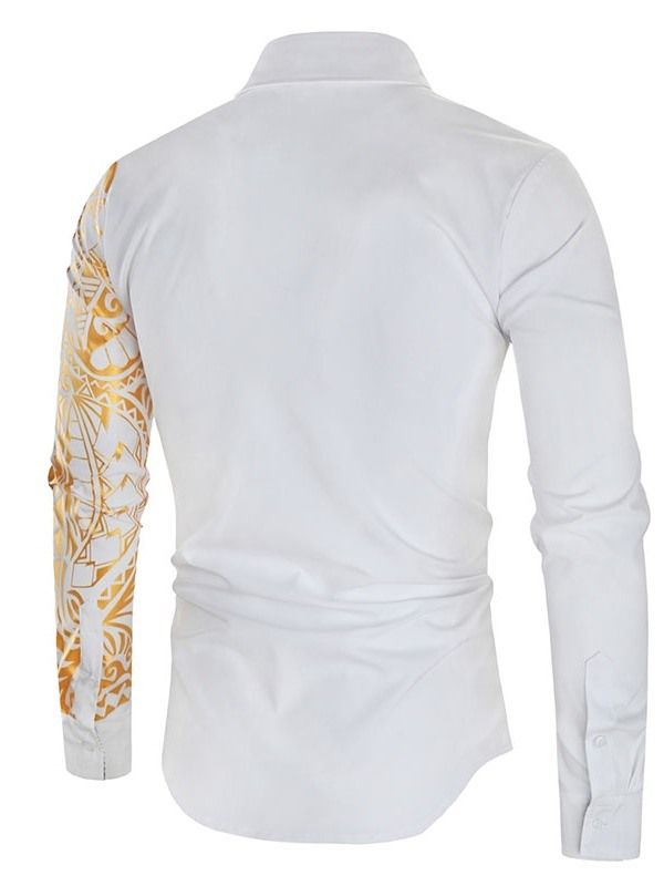 Blommig Casual Print Slim Skjorta För Män