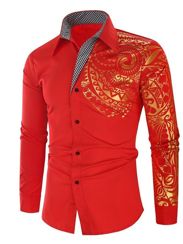 Blommig Casual Print Slim Skjorta För Män